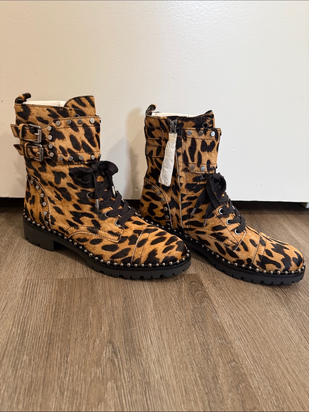 Sam Edelman Jennifer Studded Leopard Print Boots Size 6.5M